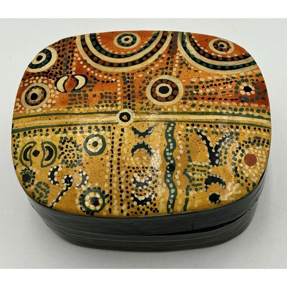 Better World Arts Handcrafted Paper Mache Tribal Trinket Box Alec Baker Aussie